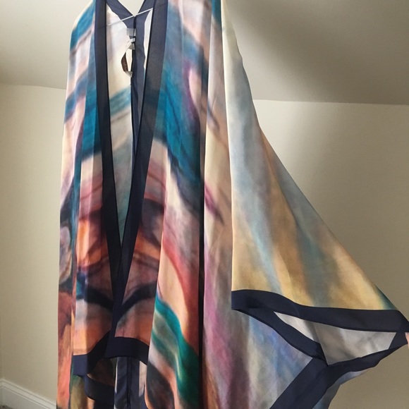 SOFT SURROUNDINGS Pisa 100% Silk Multicolor Kimono - Picture 4 of 8